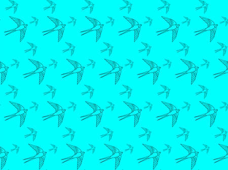 Blue swallow of geometric figures in the style of low poly. Patternのイラスト素材