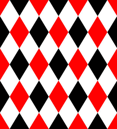 Red, black and white rhombuses. Abstract seamless pattern for design and textileのイラスト素材