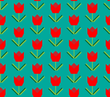 Abstract geometric floral spring seamless pattern for background, fabric, textile, wrap, surface, web and print design. Decorative retro style colorful floral rapport.のイラスト素材