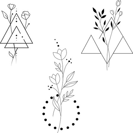 Beauty occult logo collection with geometric,magnolia,moon,star,flower.Vector illustration for icon,logo,sticker,printable and tattooのイラスト素材