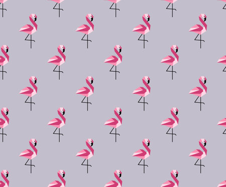 Vector seamless pattern background with pink flamingo.のイラスト素材