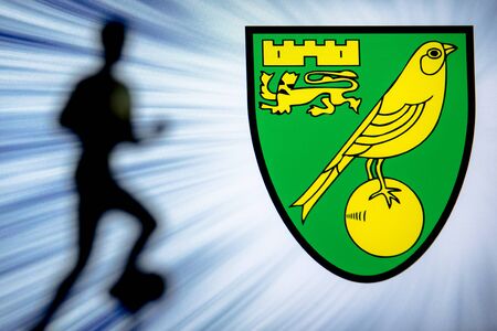 Premier League Football club logo.. Soccer player silhouette.