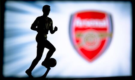Premier League Football club logo.. Soccer player silhouette.