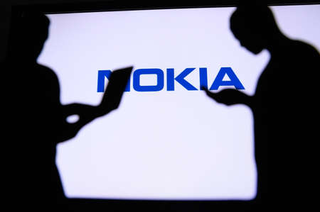 NEW YORK, USA, 25. MAY 2020: Nokia a Finnish telecommunications, technology, and electronics company...