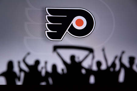 TORONTO, CANADA, JULY 17: Philadelphia FlyersFans Silhouette. Crowd celebrate and support the NHL...