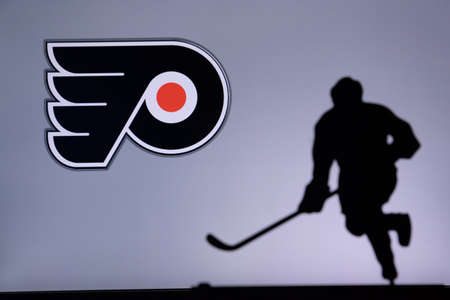 TORONTO, CANADA, JULY 17: Philadelphia Flyers Concept photo. silhouette of professional NHL hockey playerのeditorial素材