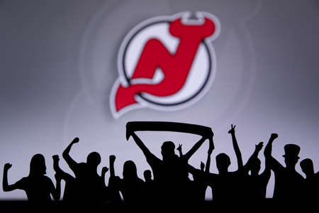 TORONTO, CANADA, JULY 17: New Jersey Devils Fans celebrate and support the NHL hockey Team.