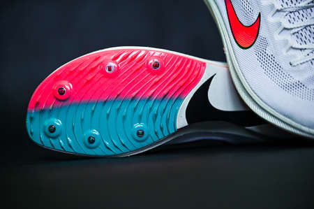 BANGKOK, THAILAND, AUGUST 17. 2020. Nike ZoomX Dragonfly Racing Spike. Controversial Track and Field...