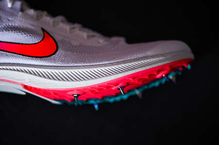 BANGKOK, THAILAND, AUGUST 17. 2020. Nike ZoomX Dragonfly Racing Spike. Controversial Track and Field...
