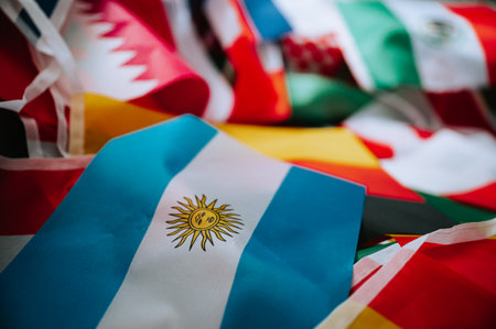 Detail on Argentina National flag for support on football tournament