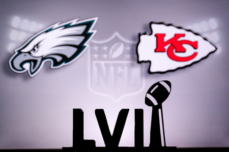 PHOENIX, USA, JANUARY 30, 2023: Super Bowl LVII. 2023 NFL Finals, Philadelphia Eagles vs. Kansas City Chiefsのeditorial素材