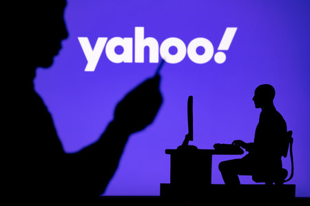 INDIA, NEW DELHI. JANUARY 30, 2023: Yahoo. The Future is Now: Man and Web Developers Embracing...