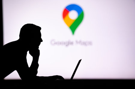 JAPAN, TOKYO. JANUARY 30, 2023: Google Maps. Surfing the Web with Ease: Man Uses Cutting-Edge App...