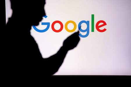 JAPAN, TOKYO. JANUARY 30, 2023: Google. Unleashing the Power of the Internet: Silhouetted Man Uses Innovative App to Browseのeditorial素材