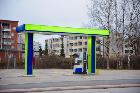 Station unmanned gas station. Express refuel gasoline.の写真素材