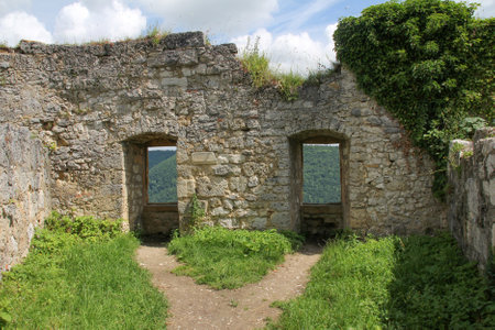 Ruins of a medieval castle in Germanyの写真素材