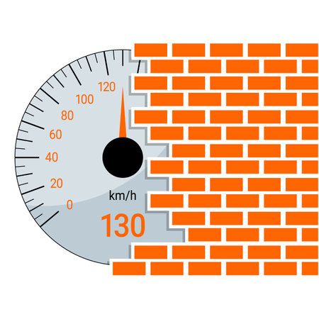 Brick wall with speedometer. Vector illustration in flat style.のイラスト素材