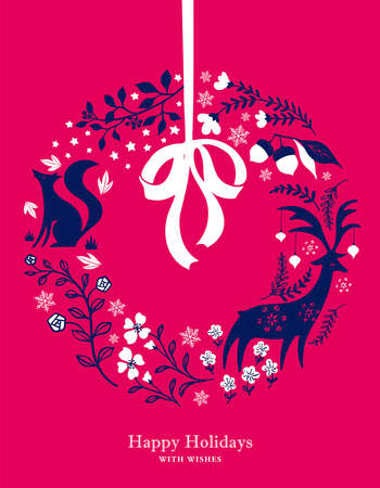 Illustrations of Nordic Christmas wreathsのイラスト素材