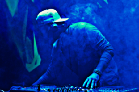 blur Silhouette Dj.blue color.の写真素材