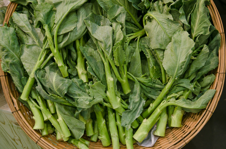 Chinese Kale. Green vegetable leaves, healthy eating, vegetarian food.