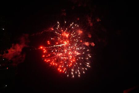 Abstract colored firework background,Fireworks light up the skyの写真素材