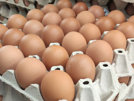 Fresh eggs sold on the street market stallの写真素材
