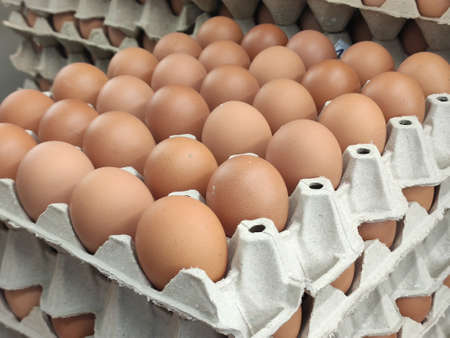 Fresh eggs sold on the street market stallの写真素材