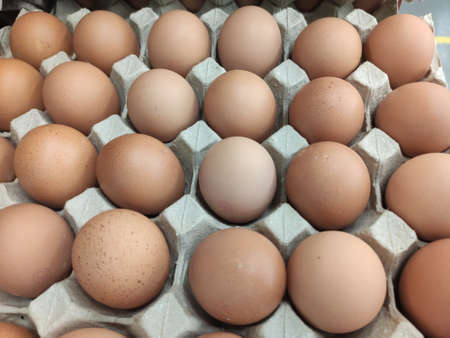 Fresh eggs sold on the street market stallの写真素材