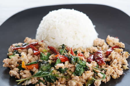 Stir Fried Basil on Riceの写真素材