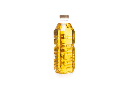 oil in plastic bottle isolated on white backgroundの写真素材