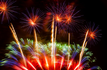fireworks,beautiful fireworks in the dark skyの写真素材
