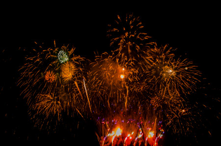 abstract blur Fireworks light, beautiful colorful fireworks display on celebration night,の写真素材