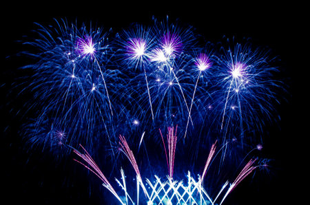abstract blur Fireworks light, beautiful colorful fireworks display on celebration night,の写真素材