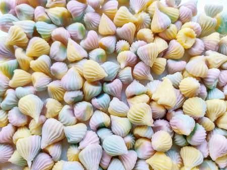 Colorful candy background and texture.pastel colors Thai chewy coconut candy or Allure candy (Ar Lua), famous Thai dessertの写真素材