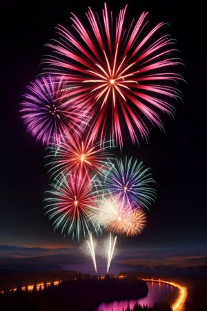 a fireworks display with multiple colors and fireworkss in the sky