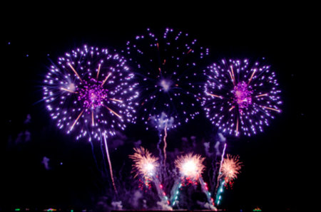 Colorful fireworks,A fireworks display against the night skyの写真素材
