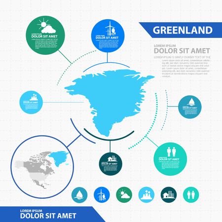 greenland map infographicのイラスト素材