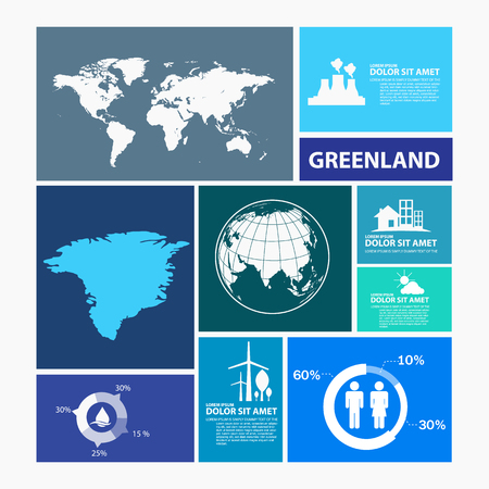 greenland map infographicのイラスト素材
