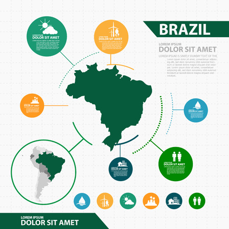 brazil map infographicのイラスト素材
