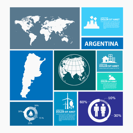 argentina map infographicのイラスト素材
