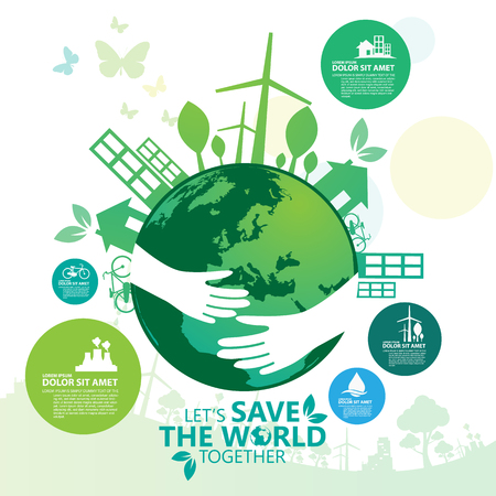 Environment. Let's Save the World Togetherのイラスト素材