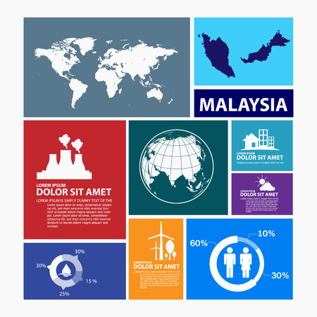 malaysia map infographicのイラスト素材