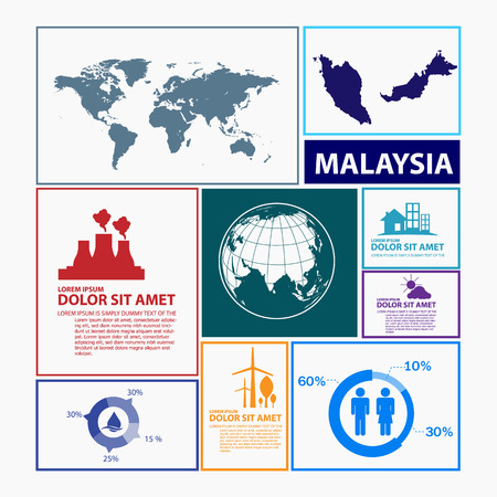 malaysia map infographicのイラスト素材
