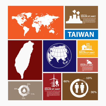 taiwan map infographicのイラスト素材