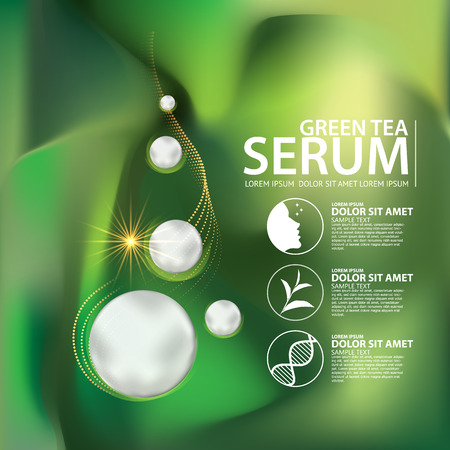 Green tea Serum and Background Concept Skin Care Cosmetic.のイラスト素材