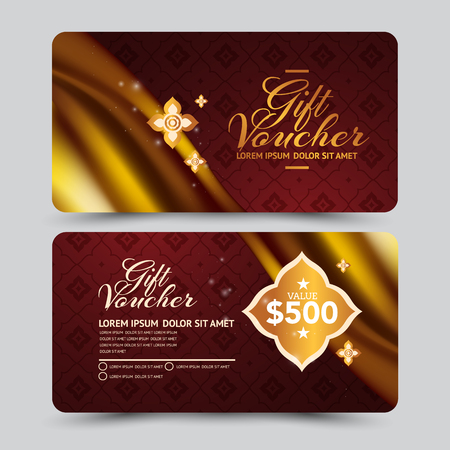 Gift Voucher template template thai styleのイラスト素材