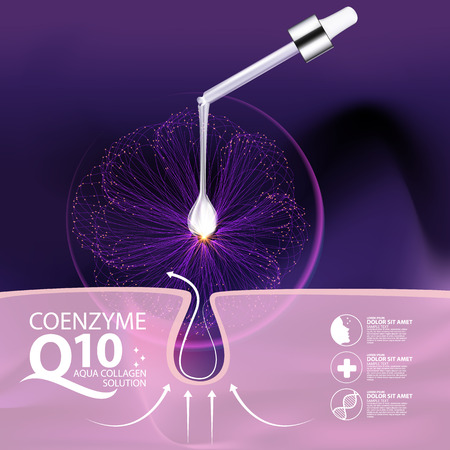 coenzyme q10 Mask Serum and Background Concept Skin Care Cosmetic.のイラスト素材