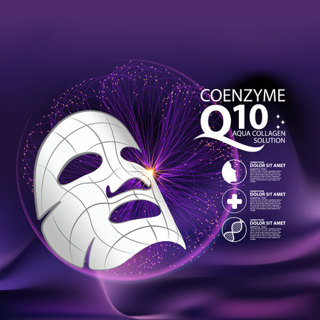 coenzyme q10 Mask Serum and Background Concept Skin Care Cosmetic.のイラスト素材