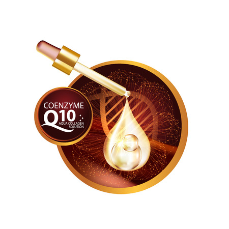 coenzyme q10 Serum and Background Concept Skin Care Cosmetic.のイラスト素材