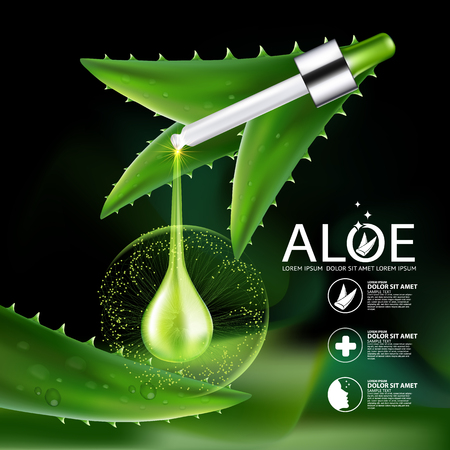 Aloe Vera collagen Serum and Background Concept Skin Care Cosmetic.のイラスト素材